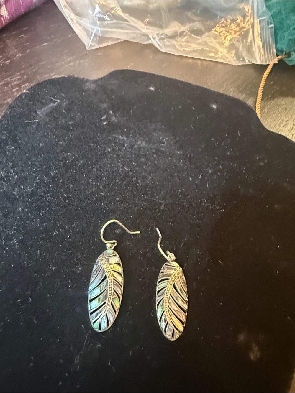 18 k Artisan Crafted abalone earrings